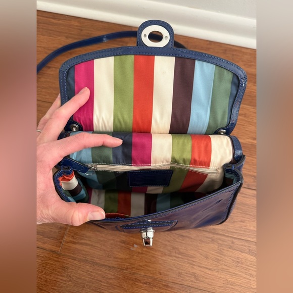 Coach Willis Navy Blue Patent Leather Crossbody Bag - Picture 7 of 8